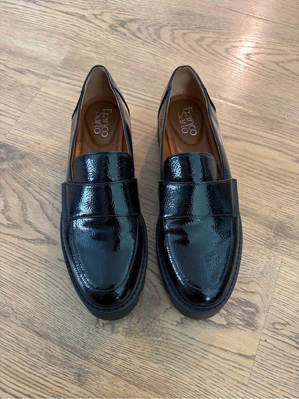 FRANCO SARTO brindy loafer black pebbled patent leather size 8 - Picture 3 of 8